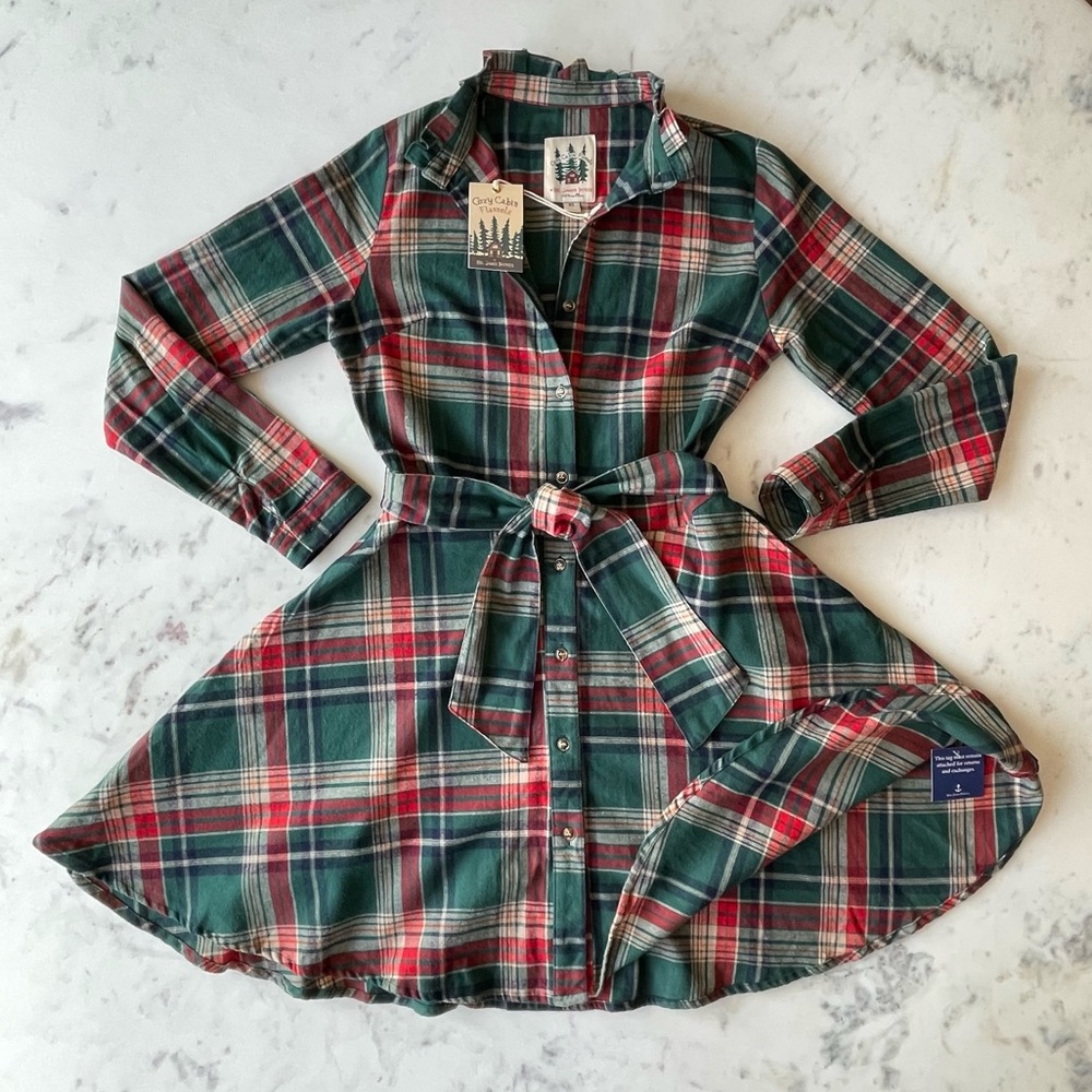 NWT, KJP Kiel James Patrick Cozy Cabin Flannel Dress, XS, Woodstock Trail